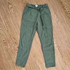 H&M olive green tie pants